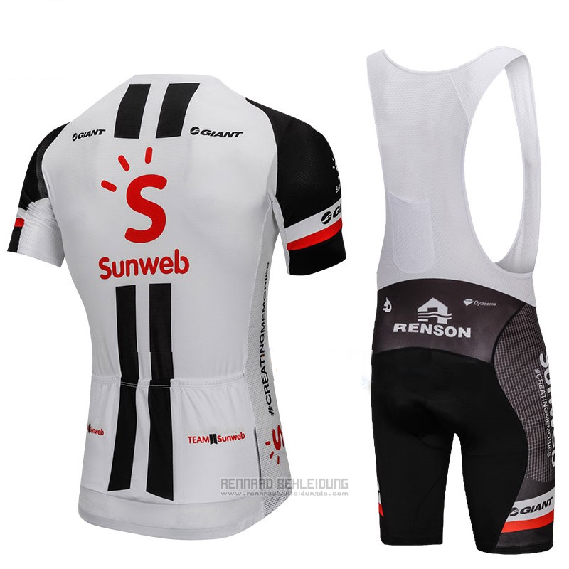 2018 Fahrradbekleidung Sunweb Grau und Shwarz Trikot Kurzarm und Tragerhose